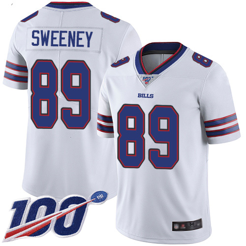 Men Buffalo Bills 89 Tommy Sweeney White Vapor Untouchable Limited Player 100th Season NFL Jersey